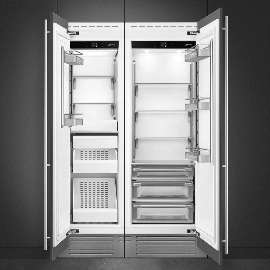 Refrigerador columna panelable SMEG de 30 pulgadas con diseño empotrable y pantalla TFT