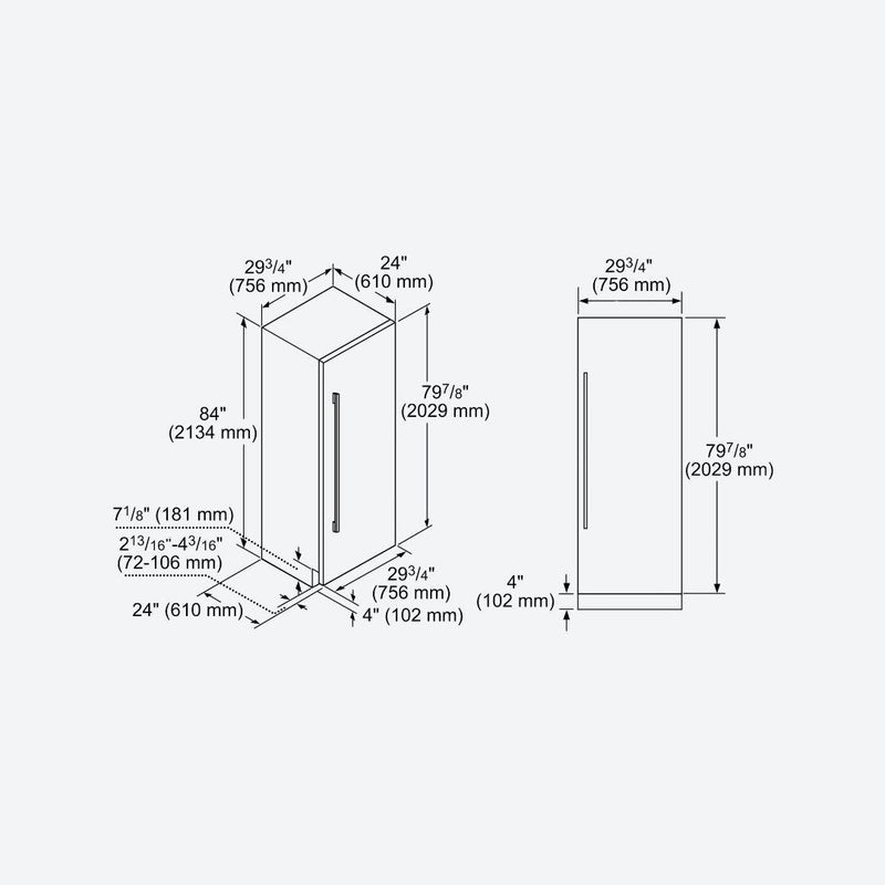 Refrigerador columna panelable Thermador de 30 pulgadas con diseño flush e interior de acero inoxidable