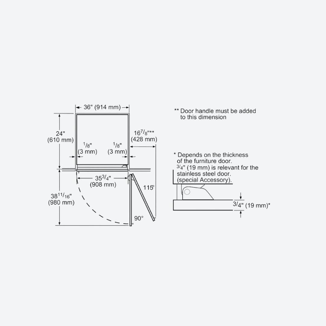 Refrigerador columna panelable Thermador de 36 pulgadas con diseño flush e interior de acero inoxidable