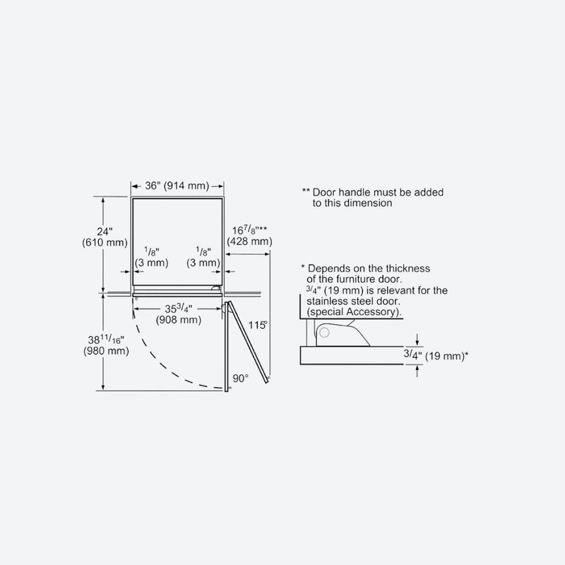 Refrigerador columna panelable Thermador de 36 pulgadas con diseño flush e interior de acero inoxidable