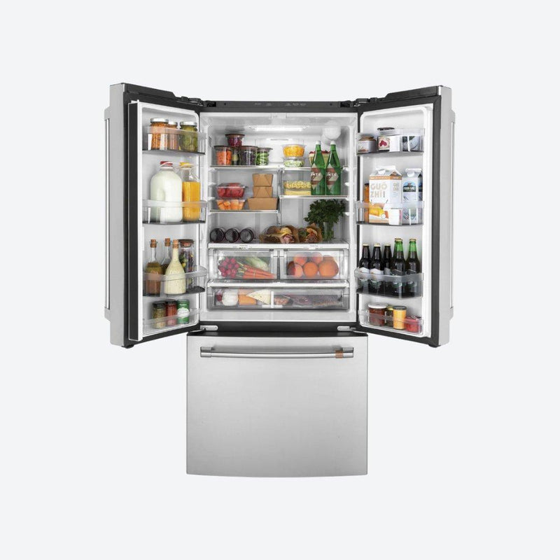 Refrigerador French door Café Appliances de 19 pies cúbicos en acero inoxidable con dispensador interno de agua