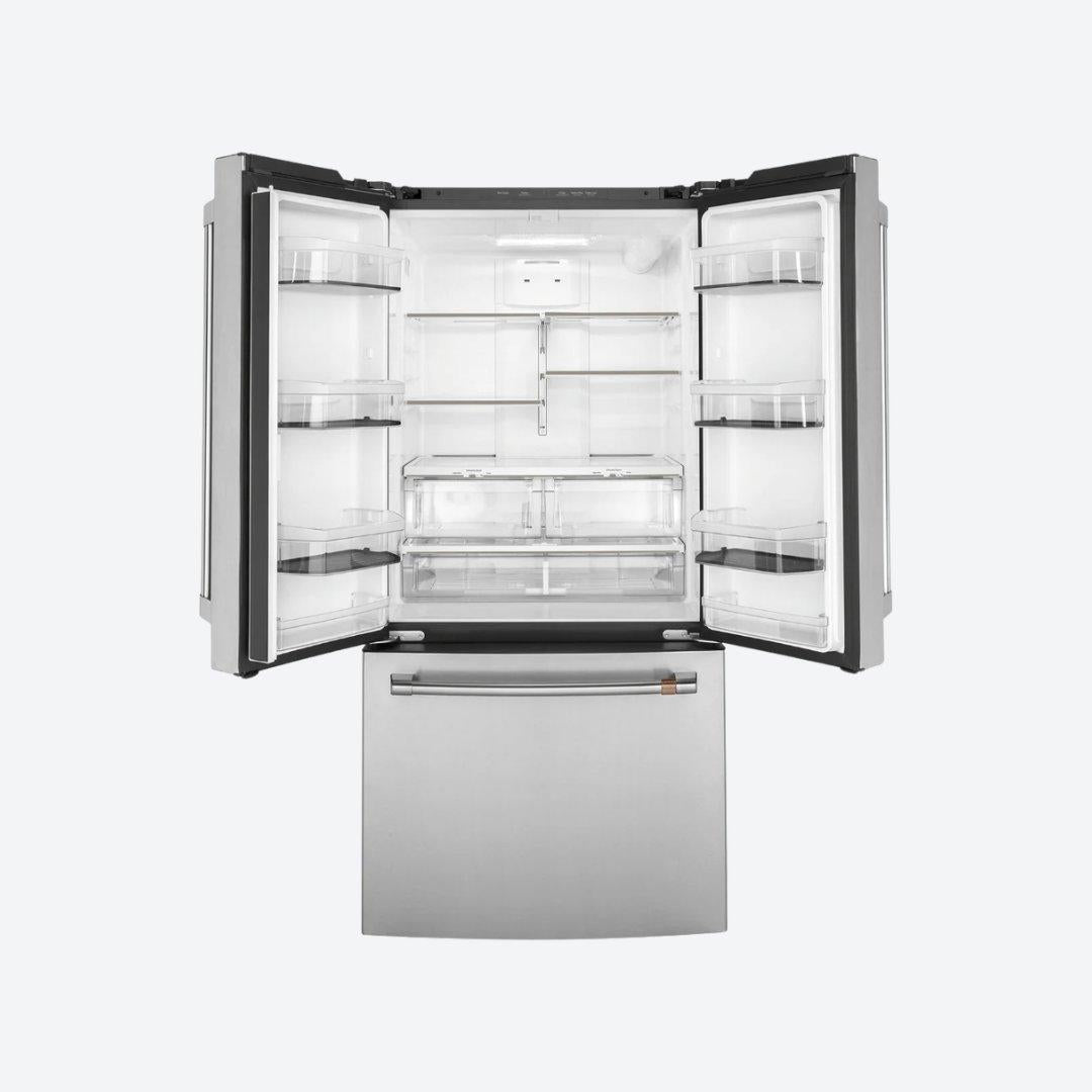 Refrigerador French door Café Appliances de 19 pies cúbicos en acero inoxidable con dispensador interno de agua