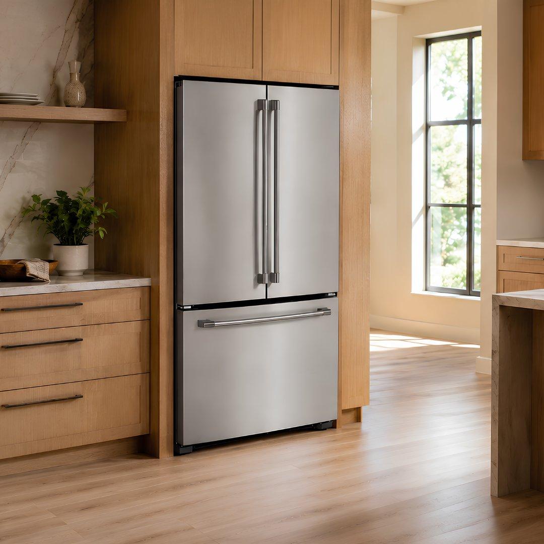 Refrigerador French door Café de 19 pies cúbicos en acero inoxidable con dispensador interno de agua