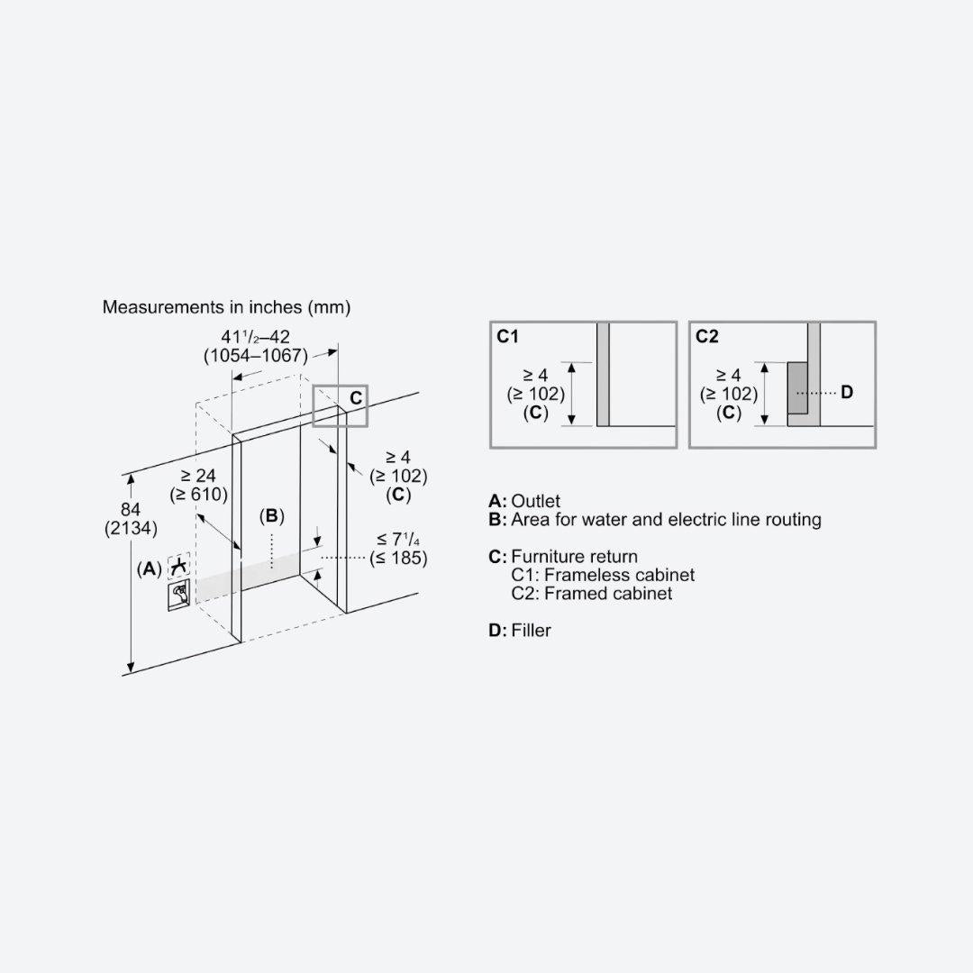 Refrigerador french door empotrable Thermador de 42 pulgadas en acero inoxidable con Flex Drawer