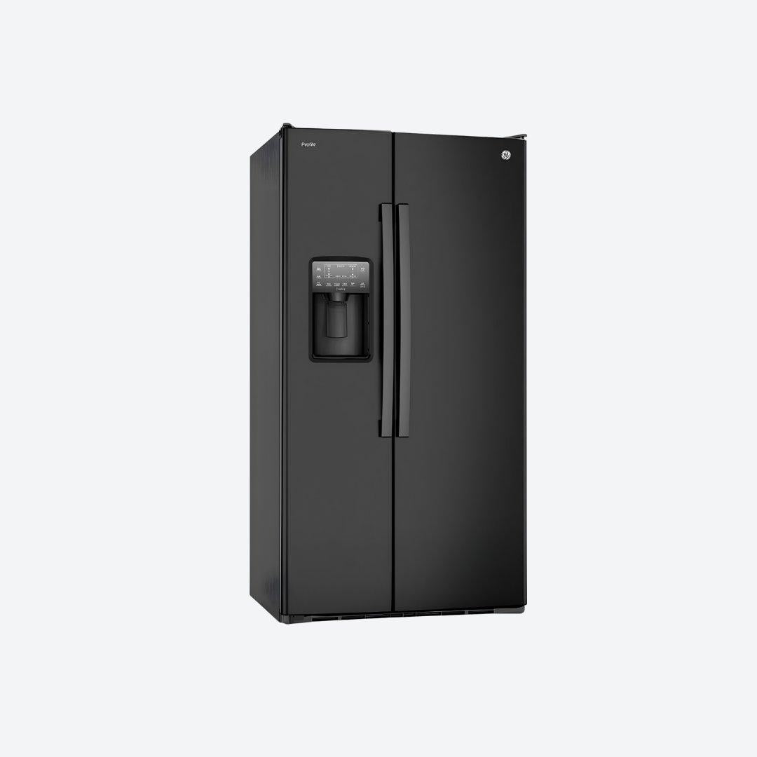 Refrigerador side by side GE Profile de 22 pies cúbicos en acabado Dark Slate con despachador en puerta
