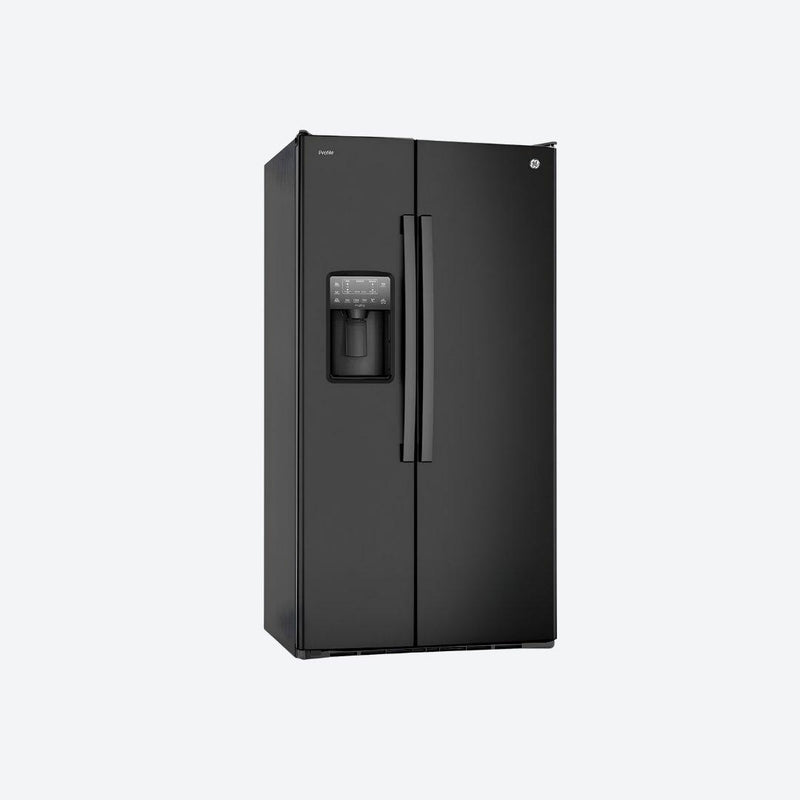 Refrigerador side by side GE Profile de 22 pies cúbicos en acabado Dark Slate con despachador en puerta