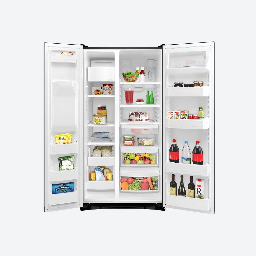 Refrigerador side by side GE Profile de 27 pies cúbicos con despachador en puerta en acabado inoxidable o negro