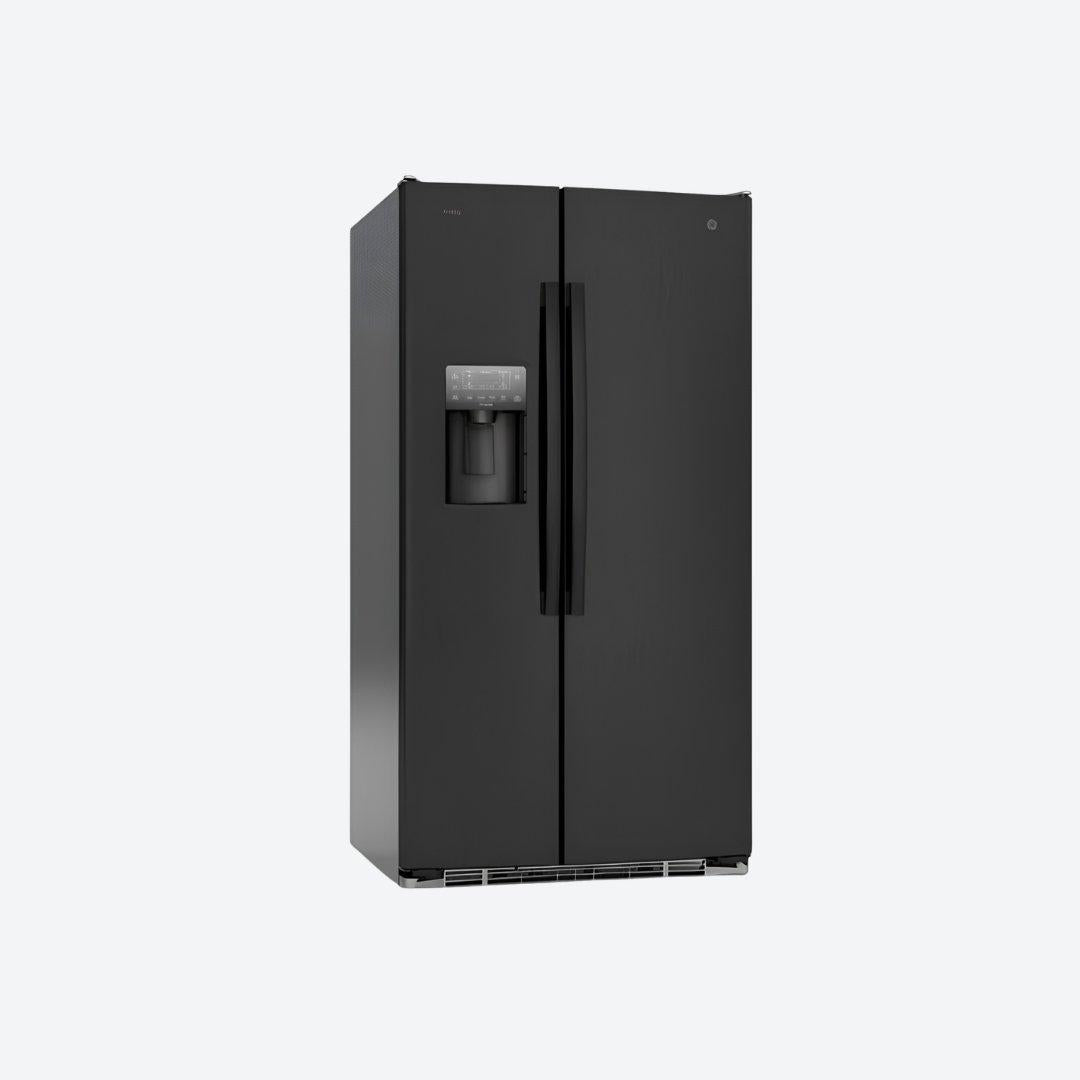 Refrigerador side by side GE Profile de 27 pies cúbicos con despachador en puerta en acabado inoxidable o negro