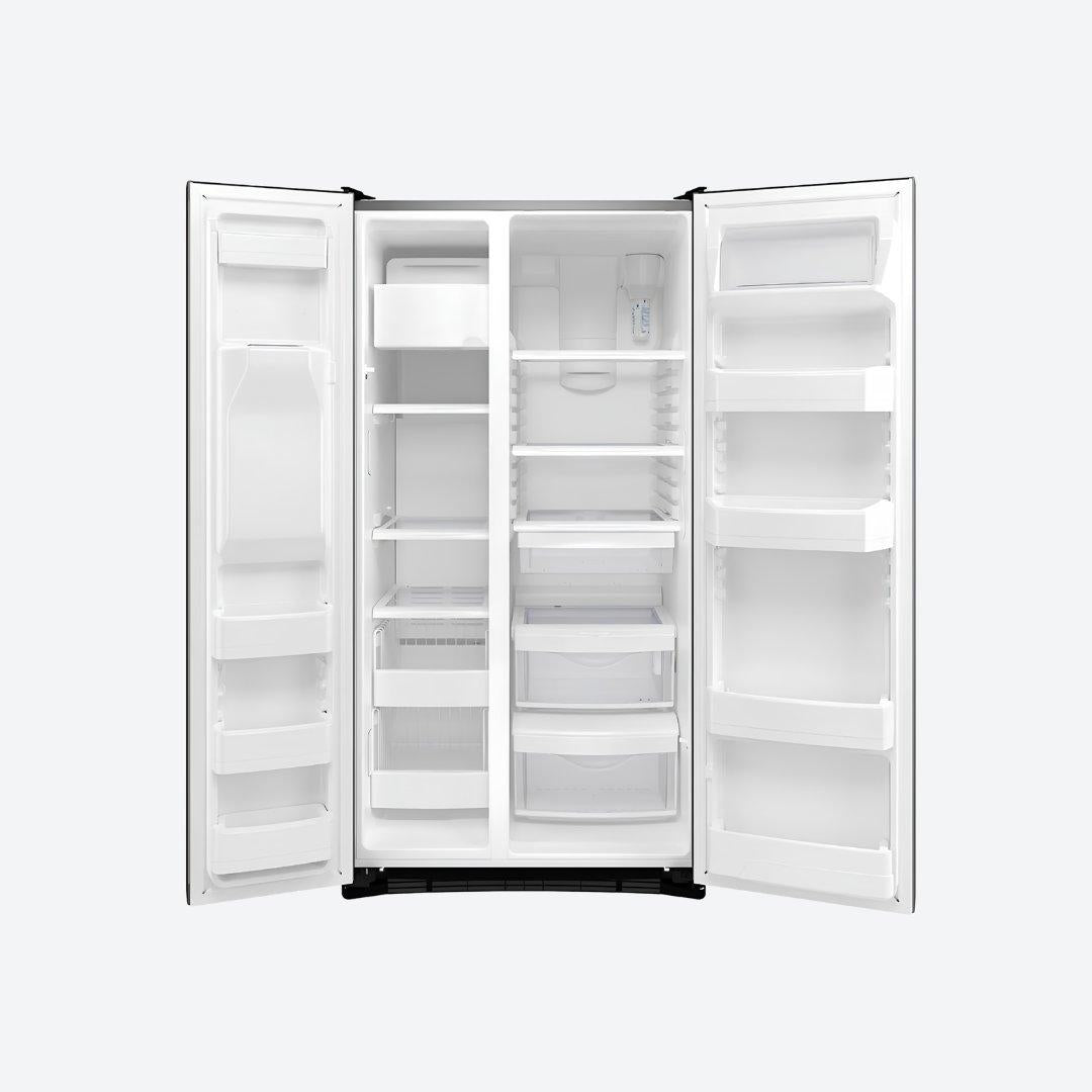Refrigerador side by side GE Profile de 27 pies cúbicos con despachador en puerta en acabado inoxidable o negro