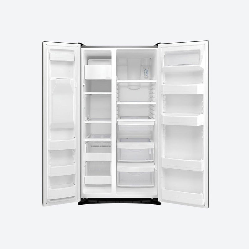 Refrigerador side by side GE Profile de 27 pies cúbicos con despachador en puerta en acabado inoxidable o negro