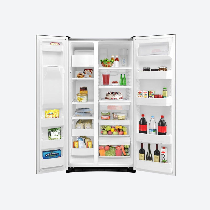 Refrigerador side by side GE Profile de 27 pies cúbicos con despachador en puerta en acabado inoxidable o negro