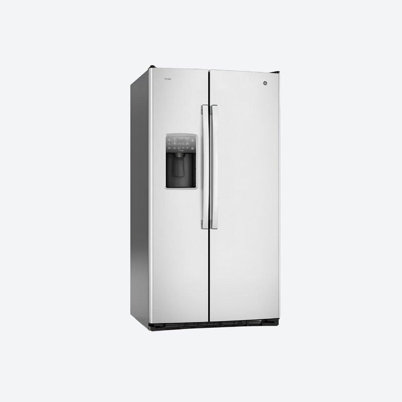 Refrigerador side by side GE Profile de 27 pies cúbicos con despachador en puerta en acabado inoxidable o negro