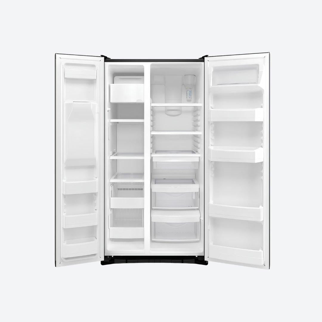 Refrigerador side by side GE Profile de 27 pies cúbicos con despachador en puerta en acabado inoxidable o negro